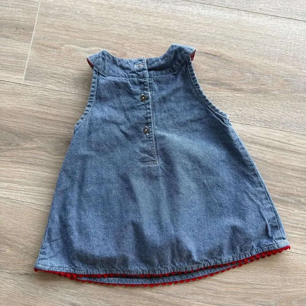 Faded Glory Y2K Baby Girls 3-6 Months Denim Sundress Embroidered Fireworks READ